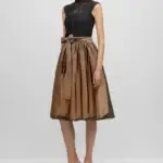 BOSS X KINGA MATHE DIRNDL DRESS WITH SILKEN APRON- GOLD