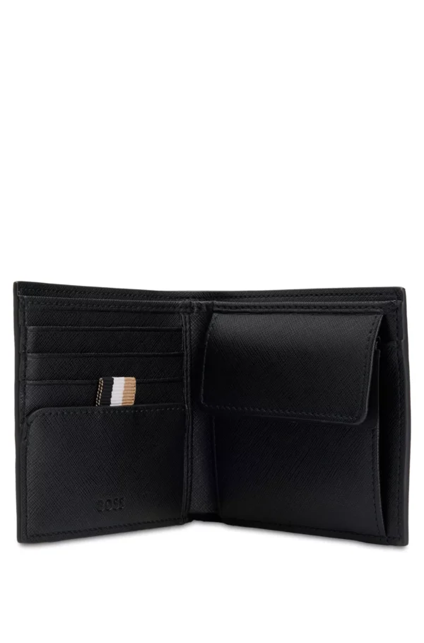 BOSS STRUCTURED WALLET WITH SIGNATURE STRIPE AND LOGO DETAIL