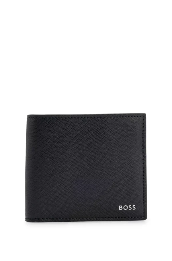 BOSS STRUCTURED WALLET WITH SIGNATURE STRIPE AND LOGO DETAIL