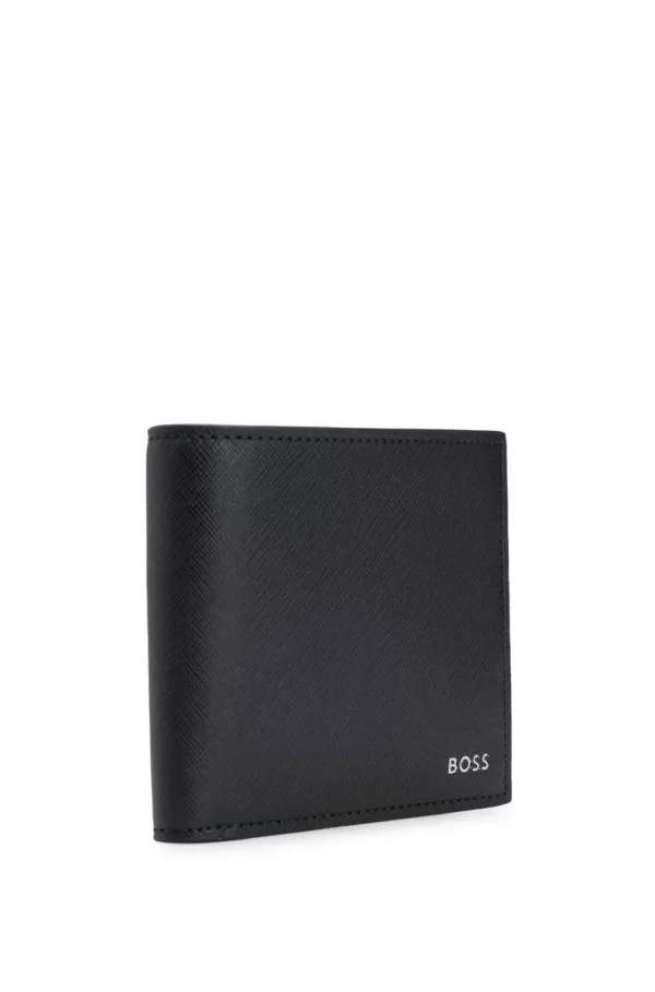 BOSS STRUCTURED WALLET WITH SIGNATURE STRIPE AND LOGO DETAIL
