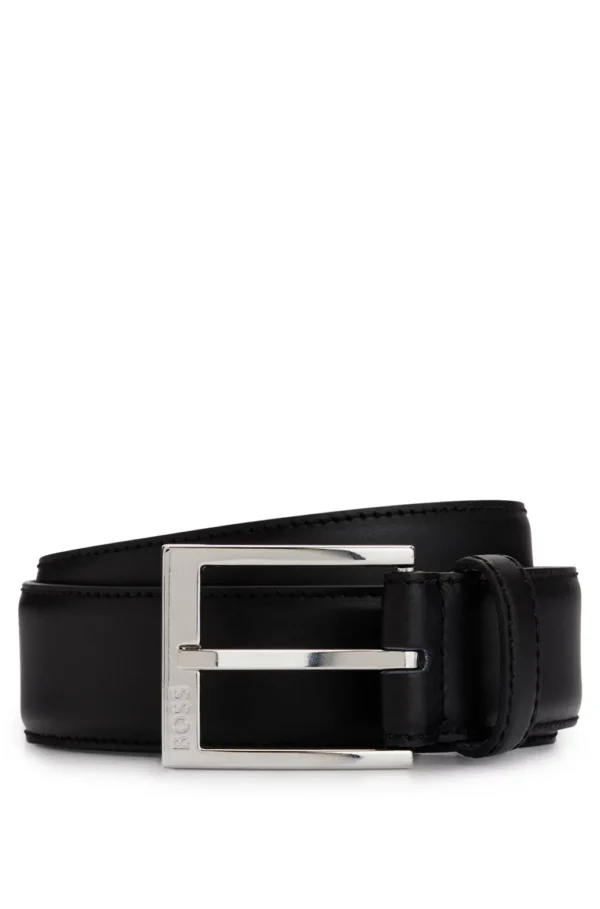 BOSS ITALIAN-LEATHER BELT WITH LOGO BUCKLE