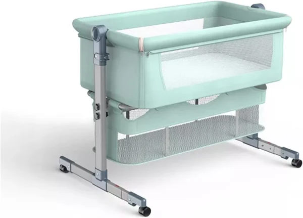 Baby Bedside Sleeper Breathable Attached Mesh Side Toddler Bassinet Attach to Bed Easy Folding Portable Crib Height Adjustable & Convertible Bassinet Baby Rocker