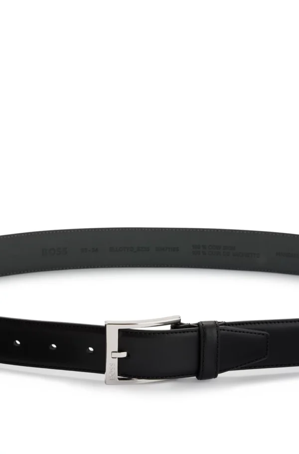 BOSS ITALIAN-LEATHER BELT WITH LOGO BUCKLE