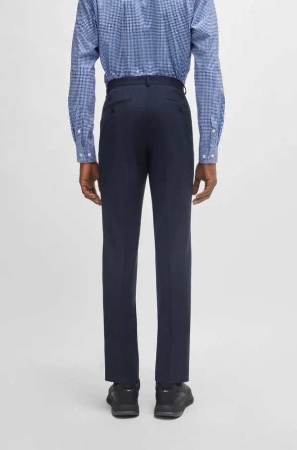 BOSS SLIM-FIT SUIT IN CHECKED VIRGIN WOOL- SLIM FIT- DARK BLUE