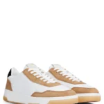 BOSS BRANDED LACE-UP TRAINERS IN LEATHER AND NUBUCK