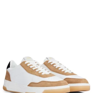 BOSS BRANDED LACE-UP TRAINERS IN LEATHER AND NUBUCK