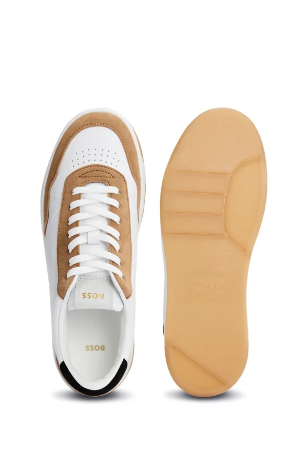 BOSS BRANDED LACE-UP TRAINERS IN LEATHER AND NUBUCK