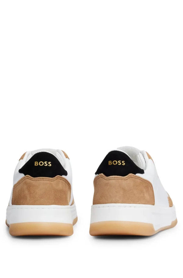 BOSS BRANDED LACE-UP TRAINERS IN LEATHER AND NUBUCK