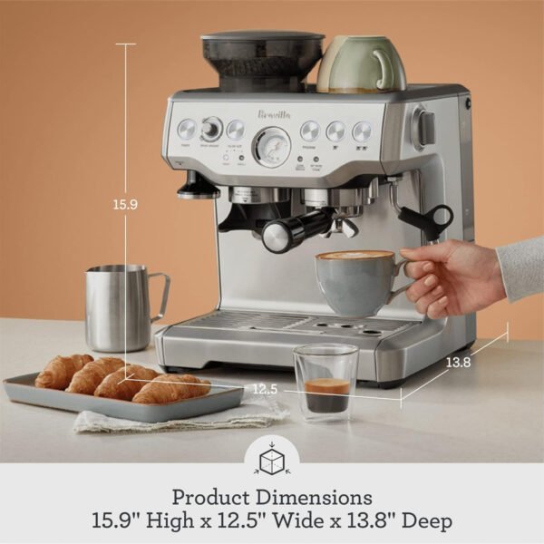 Breville Bes870 Barista Express Espresso Machine, Silver, Bes870XL”Min 1 year manufacturer warranty”