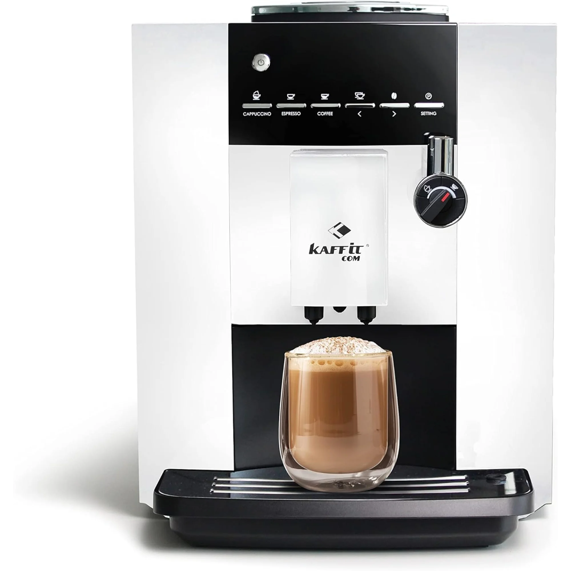 Kaffit White Fully Automatic Coffee Machine with Auto Cappuccino Frother and Grinder, Bean to Cup Coffee Machine, Best For Home & Office, 1604