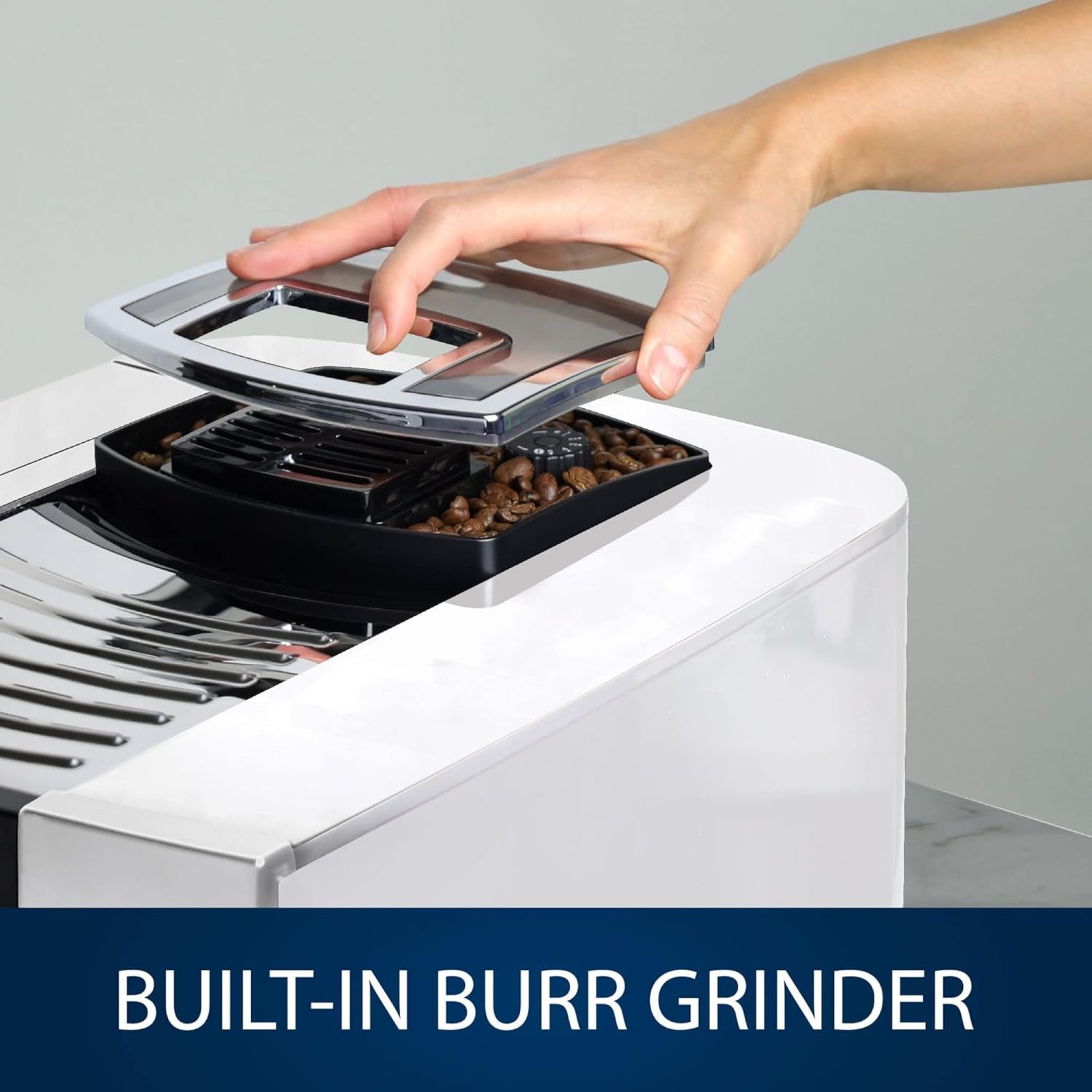 Kaffit White Fully Automatic Coffee Machine with Auto Cappuccino Frother and Grinder, Bean to Cup Coffee Machine, Best For Home & Office, 1604