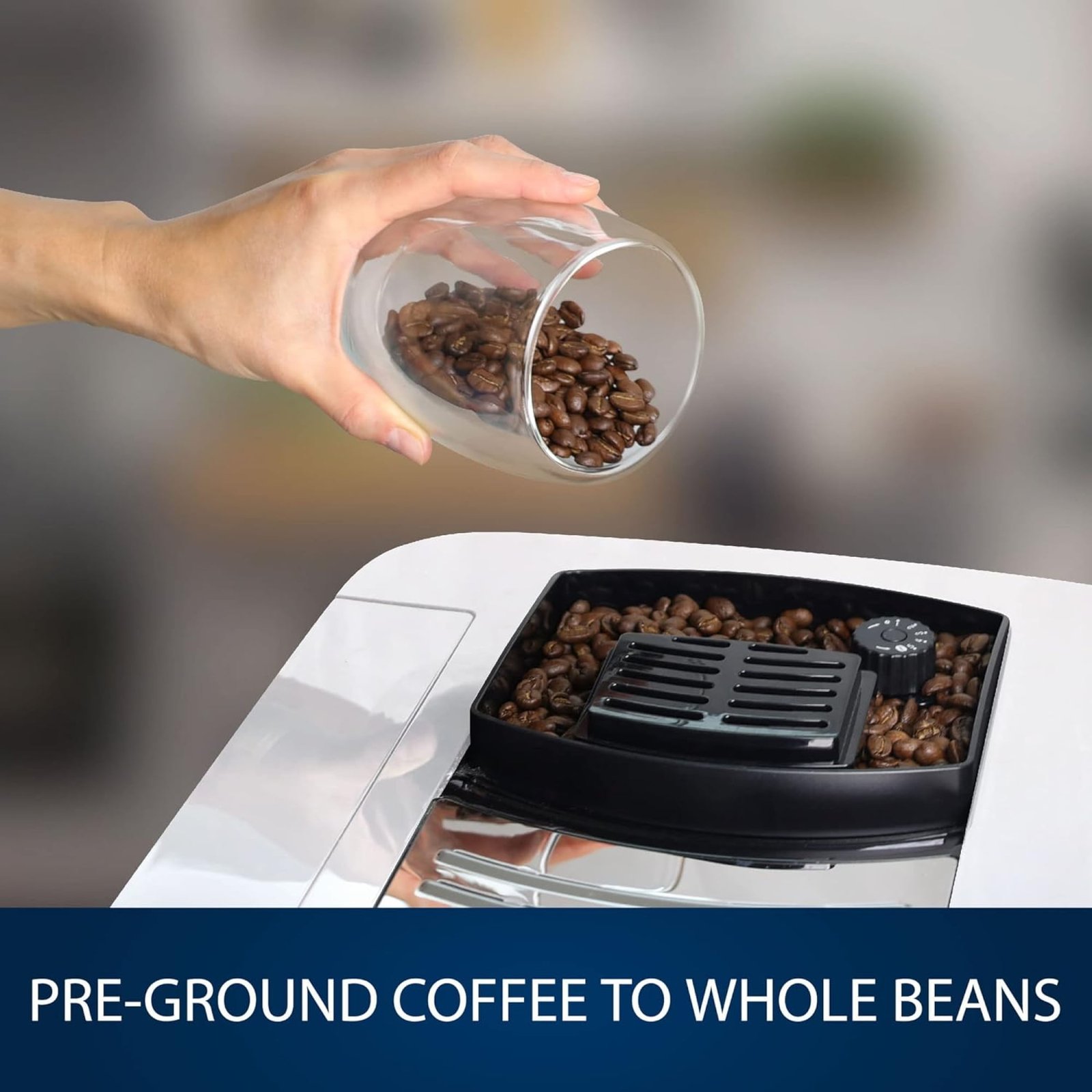 Kaffit White Fully Automatic Coffee Machine with Auto Cappuccino Frother and Grinder, Bean to Cup Coffee Machine, Best For Home & Office, 1604