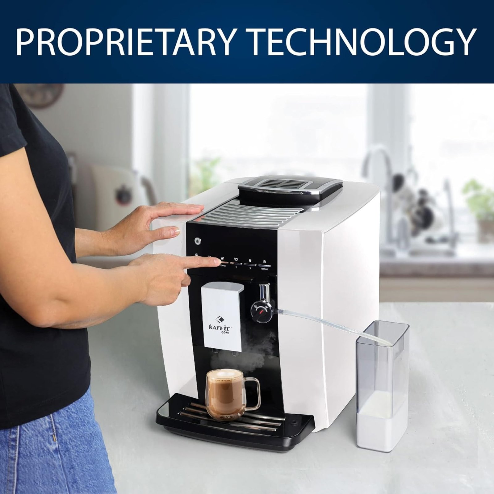 Kaffit White Fully Automatic Coffee Machine with Auto Cappuccino Frother and Grinder, Bean to Cup Coffee Machine, Best For Home & Office, 1604