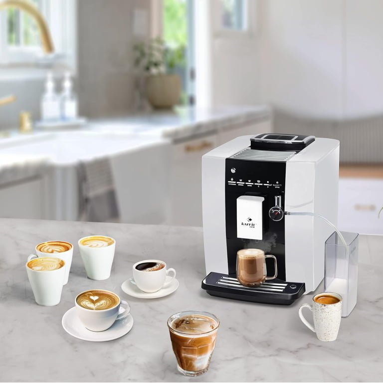 Kaffit White Fully Automatic Coffee Machine with Auto Cappuccino Frother and Grinder, Bean to Cup Coffee Machine, Best For Home & Office, 1604