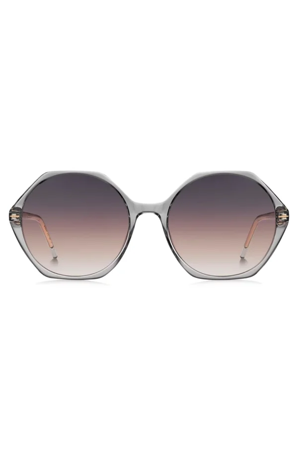 BOSS TRANSPARENT-ACETATE SUNGLASSES WITH HEXAGONAL FRAMES