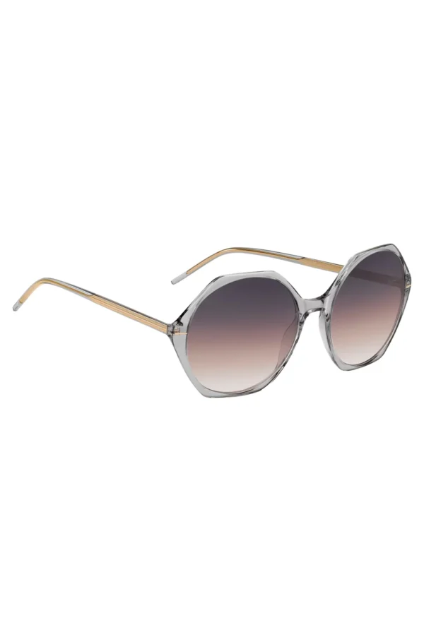 BOSS TRANSPARENT-ACETATE SUNGLASSES WITH HEXAGONAL FRAMES