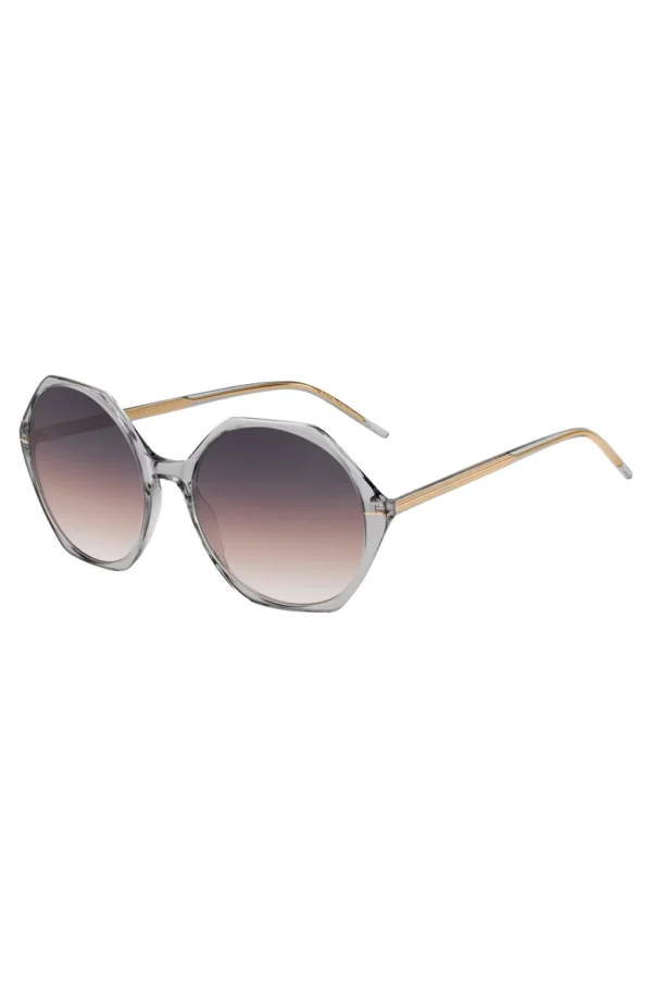BOSS TRANSPARENT-ACETATE SUNGLASSES WITH HEXAGONAL FRAMES