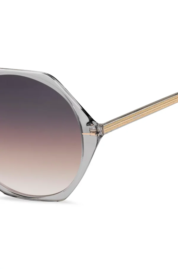 BOSS TRANSPARENT-ACETATE SUNGLASSES WITH HEXAGONAL FRAMES