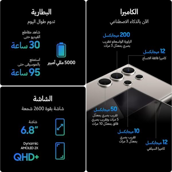 Samsung Galaxy S24 Ultra AI Phone, 256GB Storage, 12GB RAM, Android Smartphone, 200MP Camera, S Pen, Long Battery Life (UAE Version)